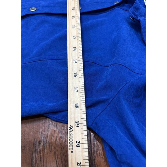 NEW Studio Works Button Up Blazer Jacket Womens 10 Blue Pockets Lined Collared - Picture 7 of 9